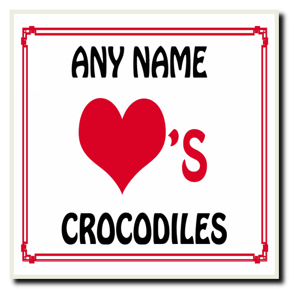 Love Heart Crocodiles Personalised Coaster