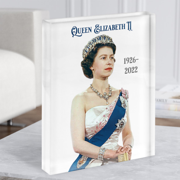 Simplistic Memorial Queen Elizabeth II Souvenir Memorabilia Acrylic Block