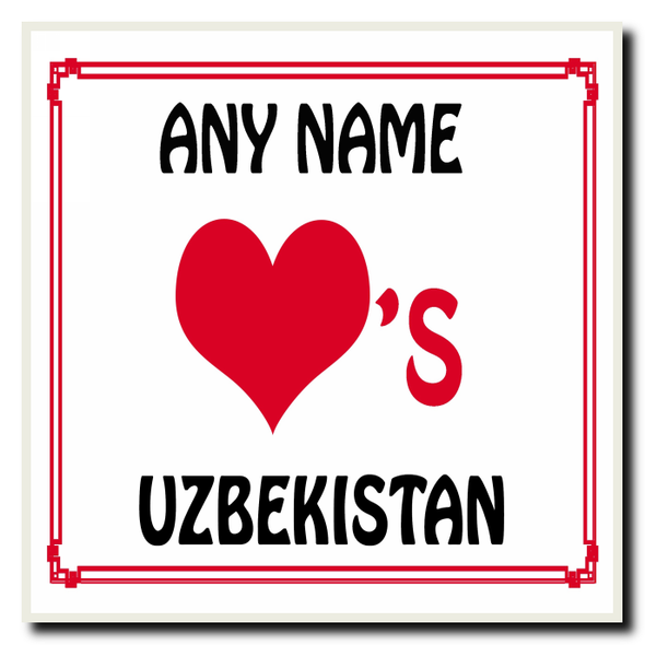 Love Heart Uzbekistan Personalised Coaster