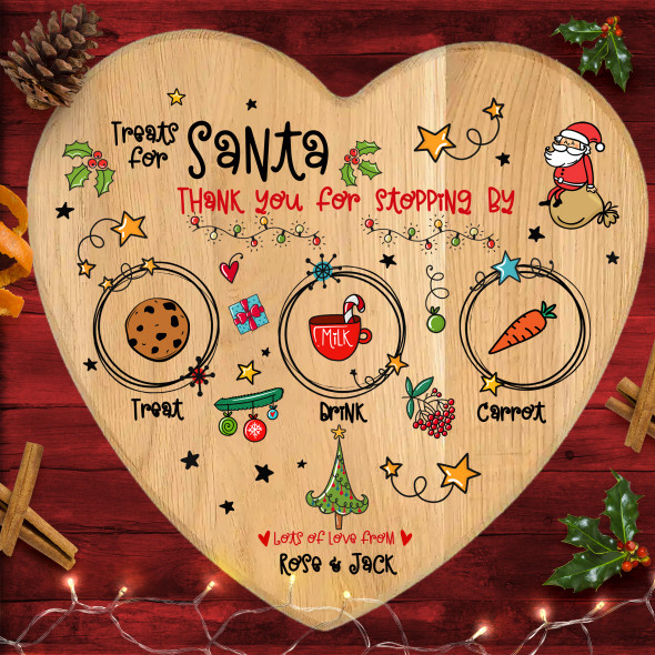 Colorful Doodle Heart Personalised Christmas Eve Board Santa Reindeer Treats