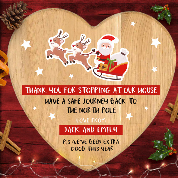 Thank You Heart Personalised Christmas Eve Board Santa Reindeer Treat Plate