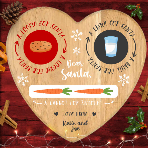 Santa Heart Personalised Christmas Eve Board Santa Reindeer Treat Plate