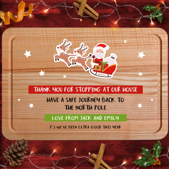 Thank You Rectangle Personalised Christmas Eve Board Santa Reindeer Treat Plate