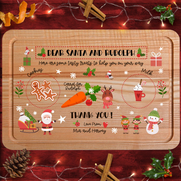 Cute Characters Rectangle Personalised Christmas Eve Board Santa Reindeer Plate