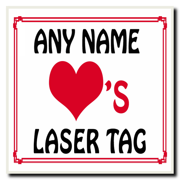 Love Heart Laser Tag Personalised Coaster