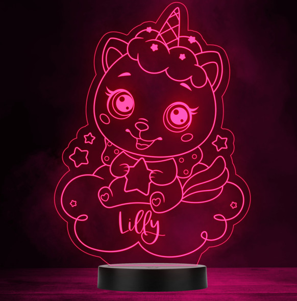 Cat Unicorn Little Star Personalised Gift Colour Changing LED Lamp Night Light