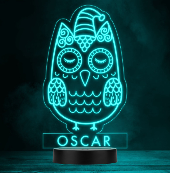 Kids Cute Sleeping Owl Personalised Gift Colour Changing LED Lamp Night Light