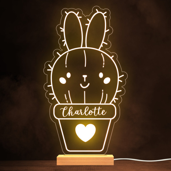 Kids Cute Rabbit In A Pot Personalised Gift Warm White Lamp Night Light