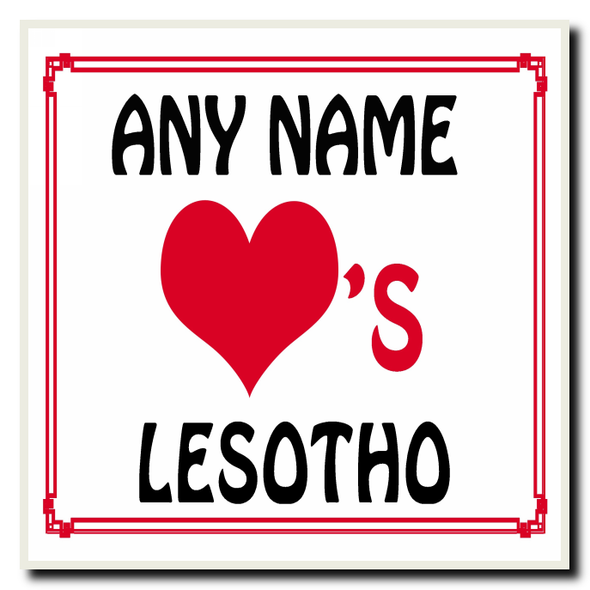 Love Heart Lesotho Personalised Coaster