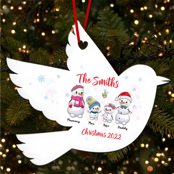 Family Name Snowman Robin Bauble Personalised Christmas Tree Ornament Decoration