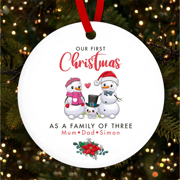 Our First As Family Snowman Personalised Christmas Tree Ornament Decoration