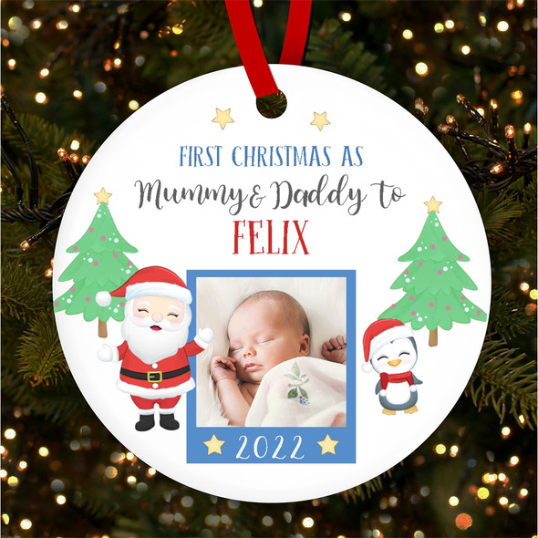 First As Parents Photo Santa Personalised Christmas Tree Ornament Decoration