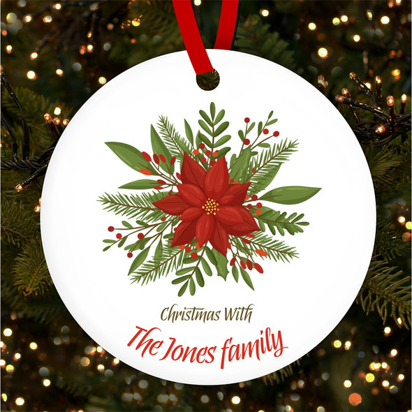 Floral Winter Plants Family Personalised Christmas Tree Ornament Decoration