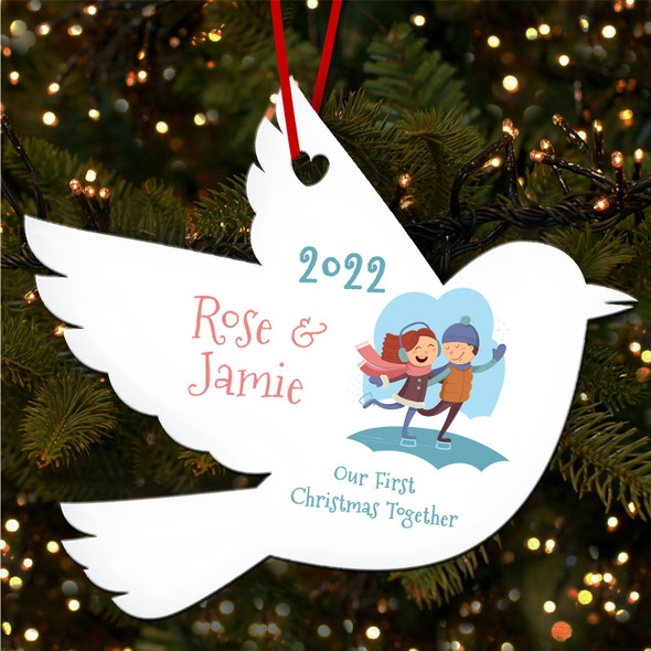 Our First Boy Girl Ice Skating Personalised Christmas Tree Ornament Decoration