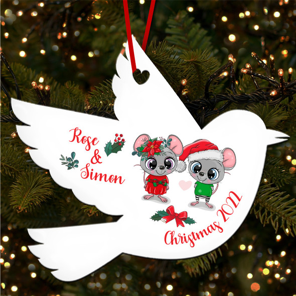 Sibling Mouse Robin Bauble Personalised Christmas Tree Ornament Decoration