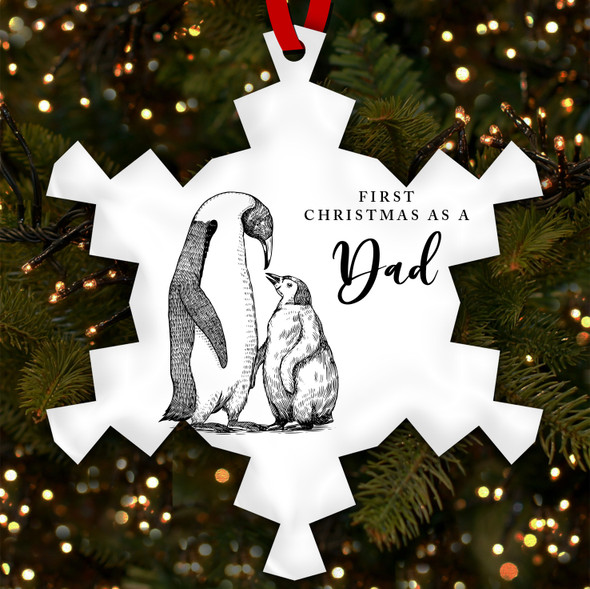 First As A Dad Penguins Personalised Christmas Tree Ornament Decoration