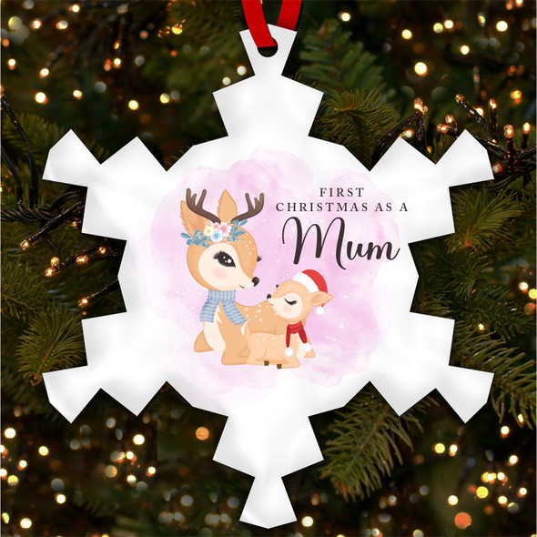 First As A Mum Family's Deer Personalised Christmas Tree Ornament Decoration