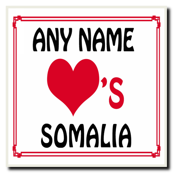 Love Heart Somalia Personalised Coaster