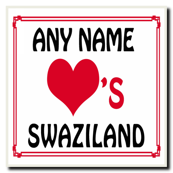 Love Heart Swaziland Personalised Coaster