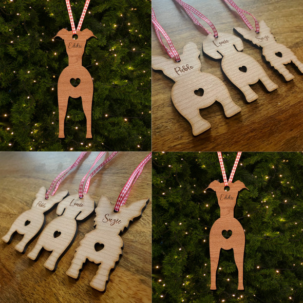 Italian Greyhound Dog Bauble Ornament Personalised Christmas Tree Decoration