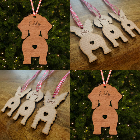 Dachshund Dog Bauble Dog Bum Ornament Personalised Christmas Tree Decoration