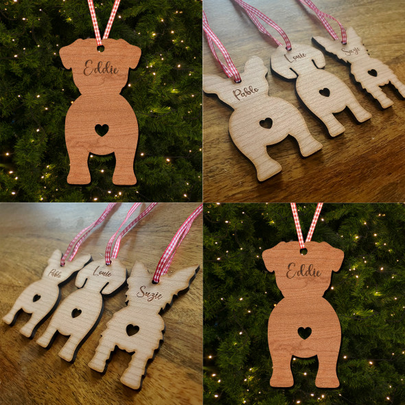 Pug Dog Bauble Dog Bum Ornament Personalised Christmas Tree Decoration