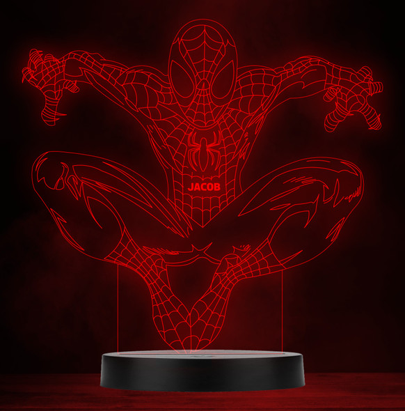 3D Effect Spiderman Jumping Personalised Gift Colour Change Led Lamp Night Light