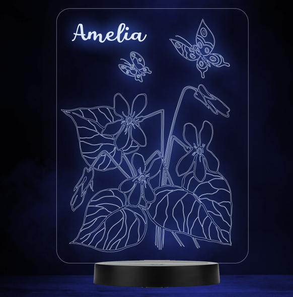 Flowers Leaves Butterflies Personalised Gift Colour Change Led Lamp Night Light