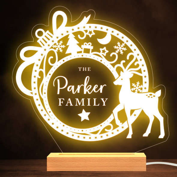 Christmas Bauble With A Deer Family Name Personalised Gift Lamp Night Light