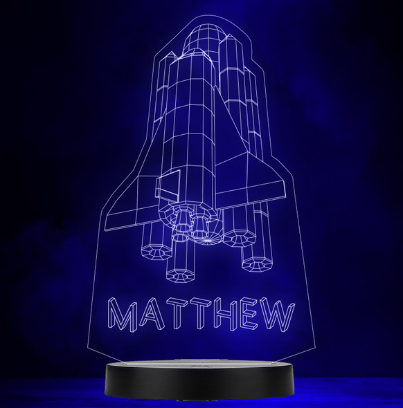 Space Ship Rocket Boy Name Personalised Gift Colour Change Led Lamp Night Light