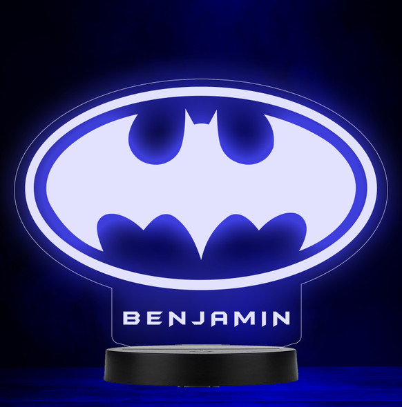 Kids Batman Logo Personalised Gift Colour Changing Led Lamp Night Light