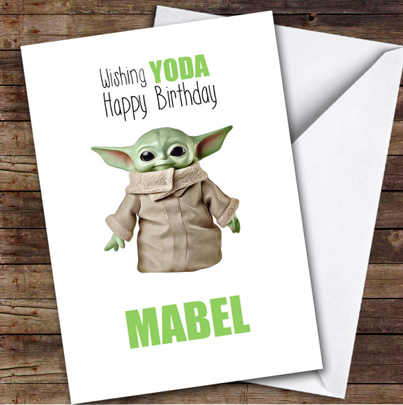 Wishing Yoda Star Wars Funny Personalised Kids Children's Birthday Card