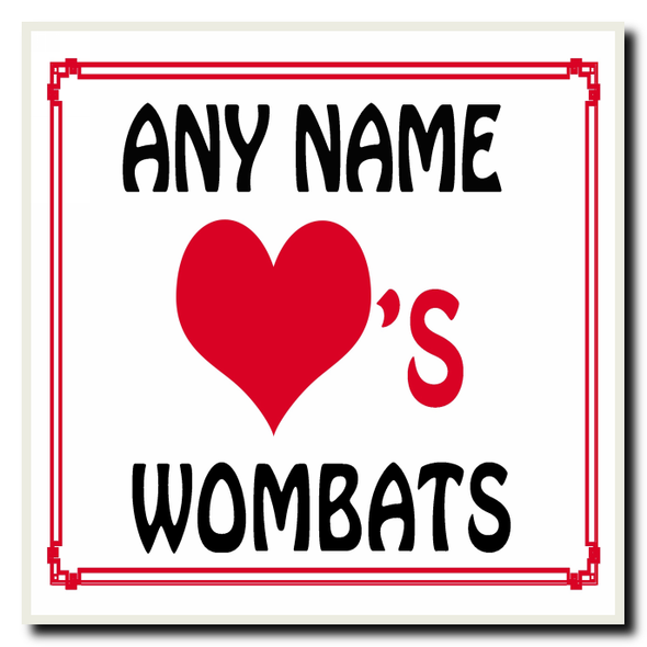 Love Heart Wombats Personalised Coaster