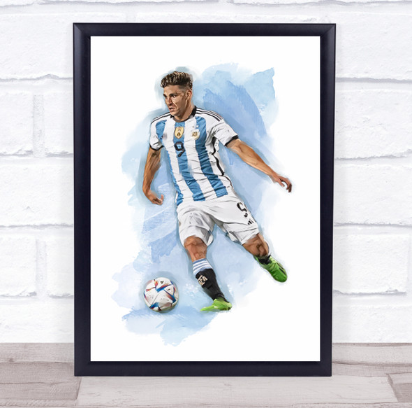Footballer Julian Alvarez Argentina Football Player Watercolour Wall Art Print
