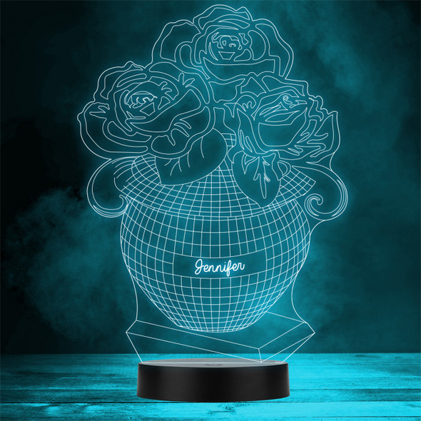 Geometric Vase of Roses 3D Style Personalised Gift Colour Change LED Night Light