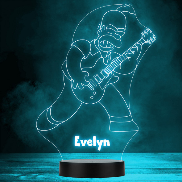 Homer Simpson Playing Guitar Personalised Gift Colour Change LED Night Light