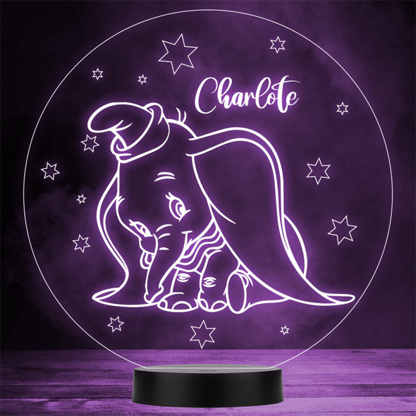 Kids Dumbo Round Name Personalised Gift Colour Changing LED Lamp Night Light