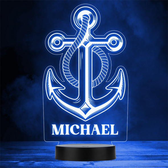 Ship Anchor Sailing Nautical Personalised Gift Colour Change LED Night Light