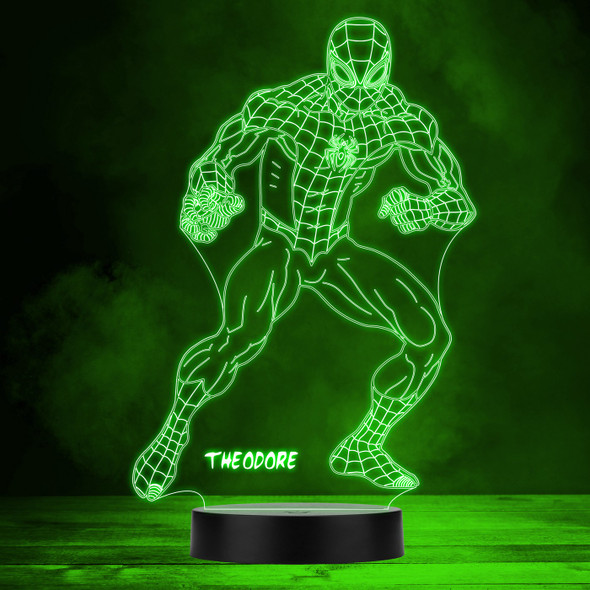 Spiderman Posing Marvel Personalised Gift Colour Changing LED Lamp Night Light