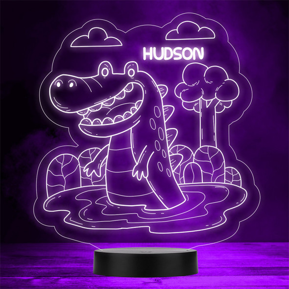 Cute Crocodile Children's Character Personalised Gift Any Colour LED Night Light