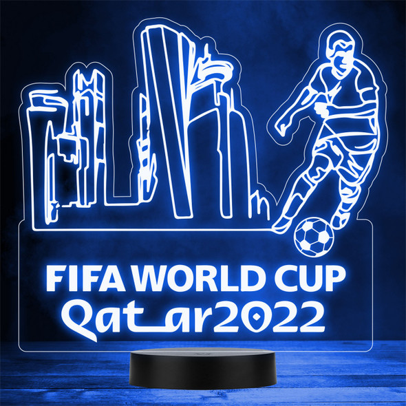 Fifa World Cup Line Art Qatar 2022 Football Personalised Gift Colour Night Light