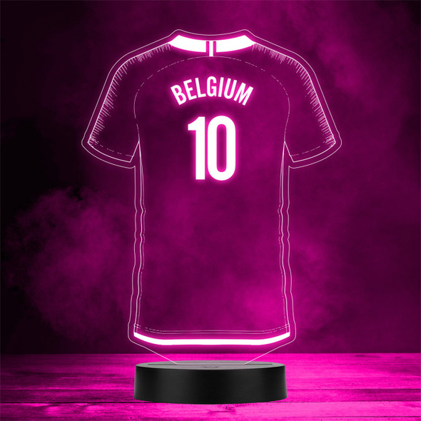 Football Shirt Belgium Sports Fan World Cup Personalised Gift Colour Night Light