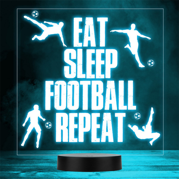Footballer Eat Sleep Football Repeat Personalised Gift Any Colour Night Light