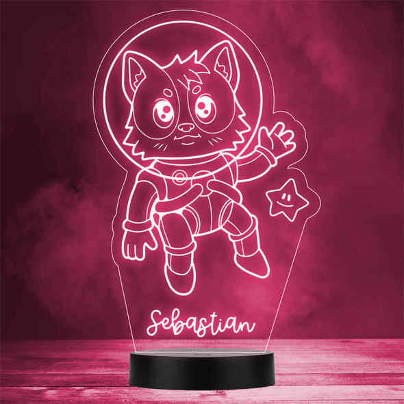 Space Astronaut Cat Star Personalised Gift Colour Changing LED Lamp Night Light