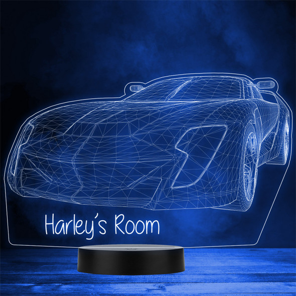 3D Effect Sports Car Motor Front Personalised Gift Any Colour LED Night Light