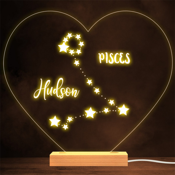 Constellations Zodiac Sign Pisces Personalised Gift Lamp Night Light
