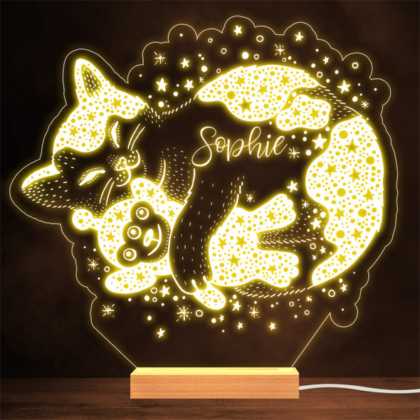 Sleeping Cat Stars Gothic Mystic Personalised Gift Lamp Night Light