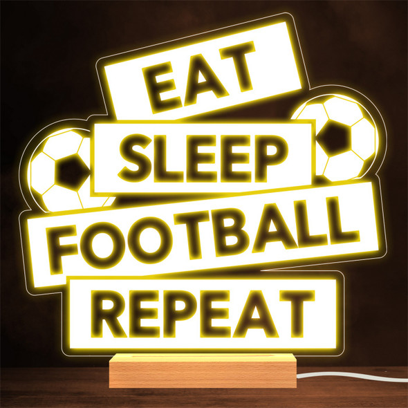 Eat Sleep Football Repeat Sign Sports Personalised Gift Lamp Night Light