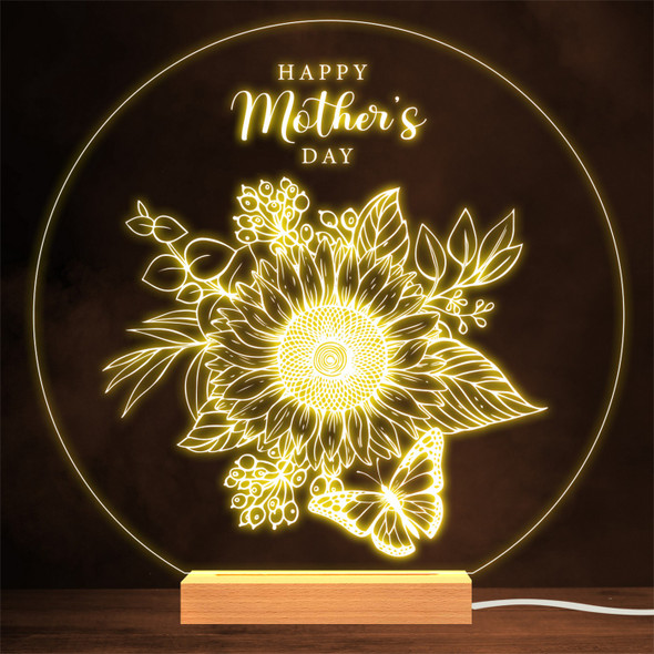 Happy Mother's Day Butterfly Sunflowers Personalised Gift Lamp Night Light