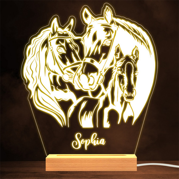 Horses With Foal Animal Pet Heart Personalised Gift Lamp Night Light